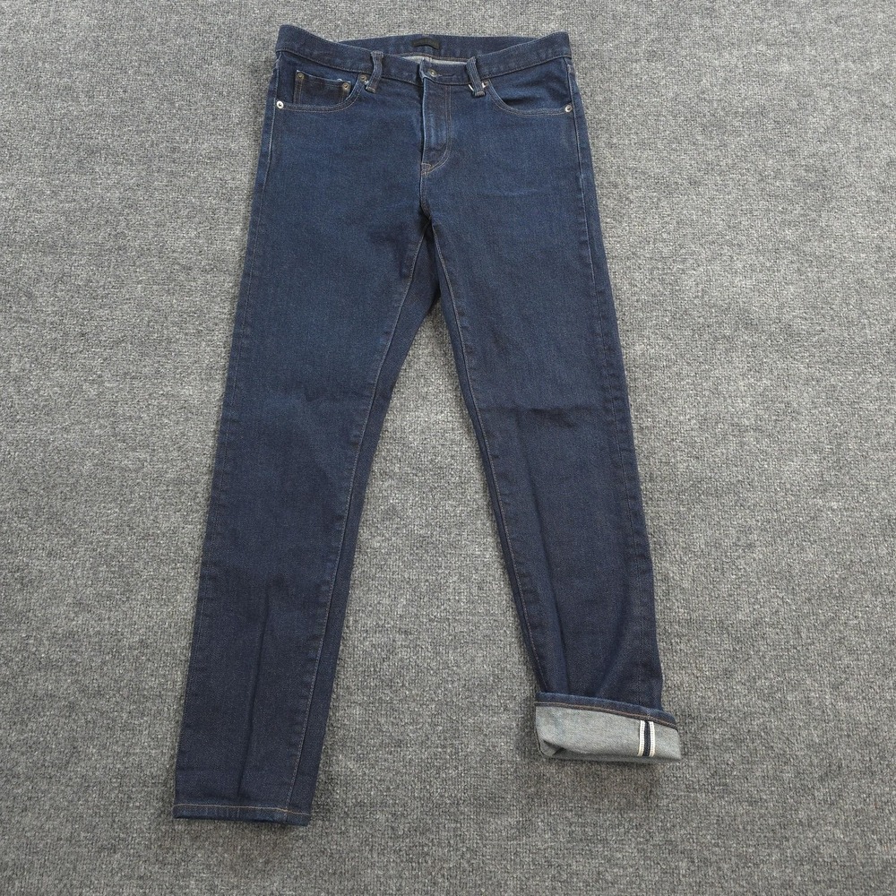 Uniqlo Jeans Mens 32x31 Dark Blue Selvedge Denim Slim Straight Kaihara Casual